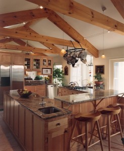 Timber frame homes add warmth to kitchen area