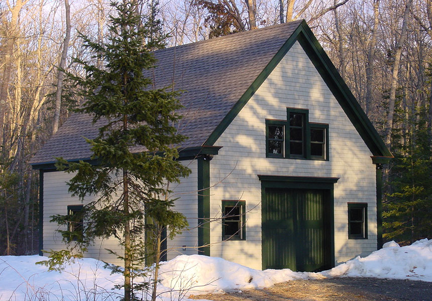 Vintage style barn in winter